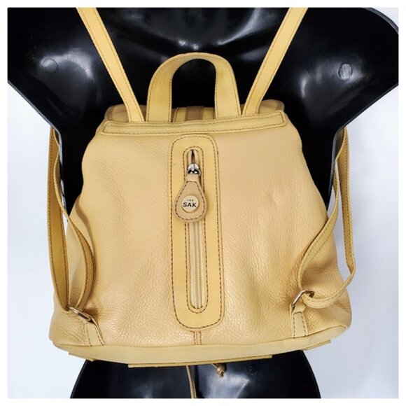 The Sak Yellow Pebble Leather Backpack Purse Cottagecore Urban Chic - Picture 2 of 12